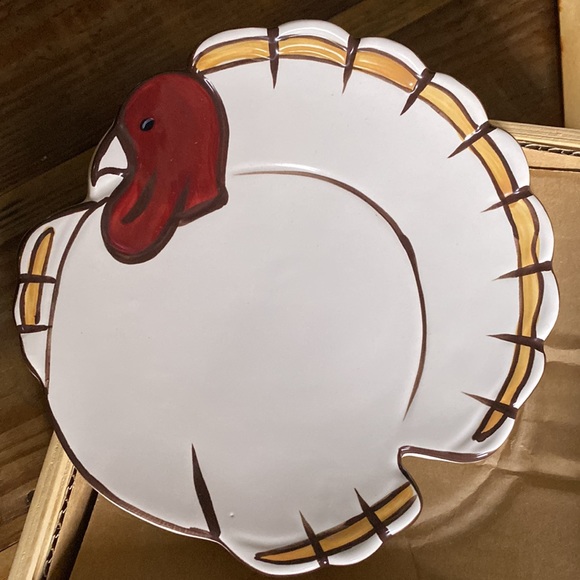 Pottery Barn Thanksgiving Turkey Gobble Appetizer/Dessert Plates in Wooden Box - Picture 9 of 16